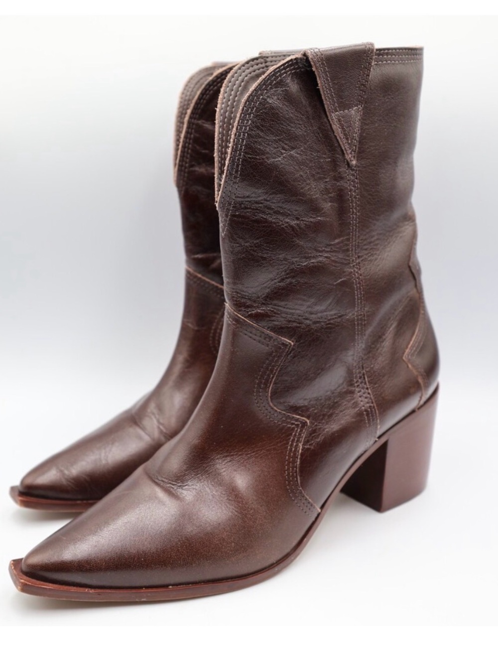 KAANAS Porto Dark Brown Leather‎ Western Boots Women’s Size 10M